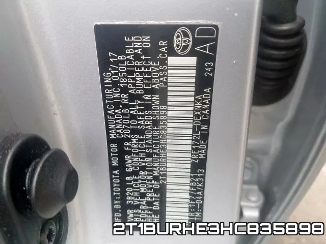 2T1BURHE3HC835898 фото 2