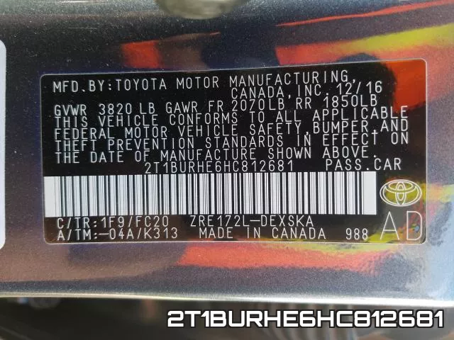 2T1BURHE6HC812681 фото 2