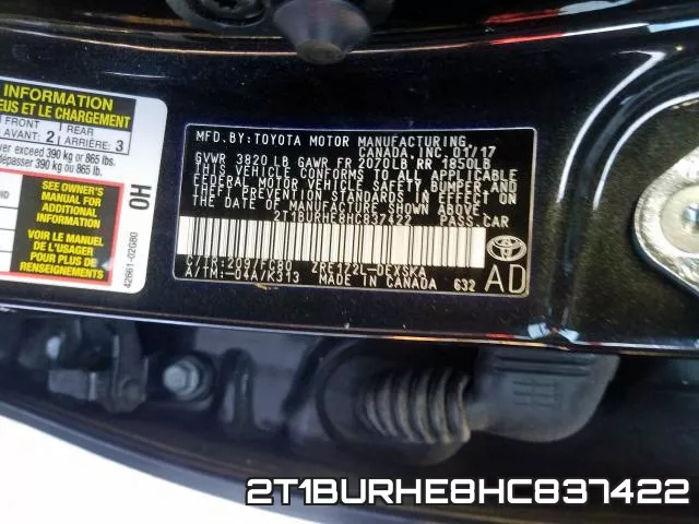 2T1BURHE8HC837422 фото 2