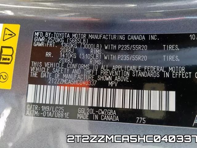 2T2ZZMCA5HC040337 фото 2
