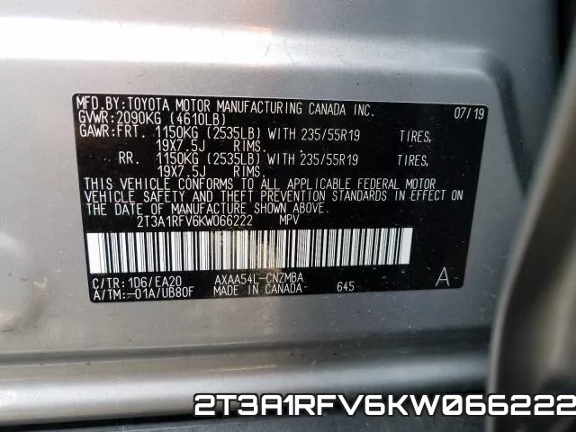 2T3A1RFV6KW066222 фото 2