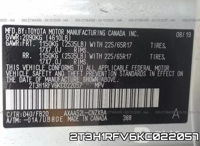 2T3H1RFV6KC022057 фото 10