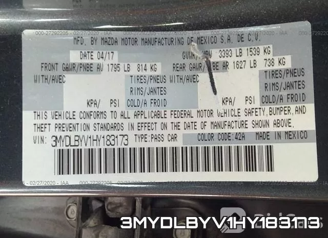 3MYDLBYV1HY183173 фото 10