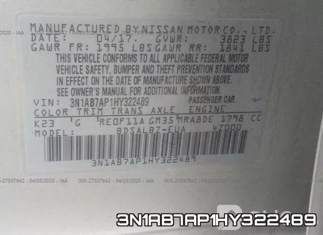 3N1AB7AP1HY322489 фото 10