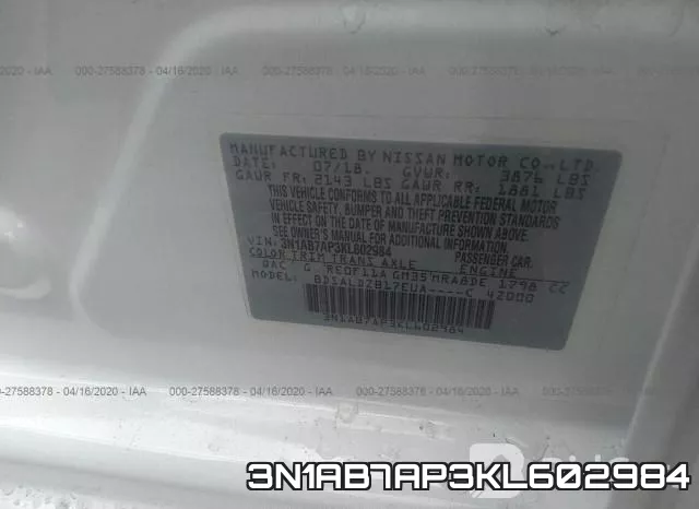3N1AB7AP3KL602984 фото 10