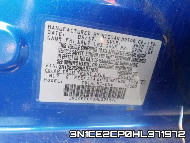 3N1CE2CP0HL371972 фото 2