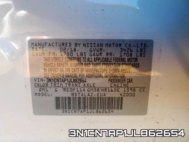 3N1CN7AP1JL862654 фото 2