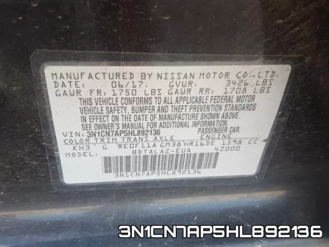 3N1CN7AP5HL892136 фото 2