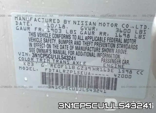 3N1CP5CU1JL543241 фото 10