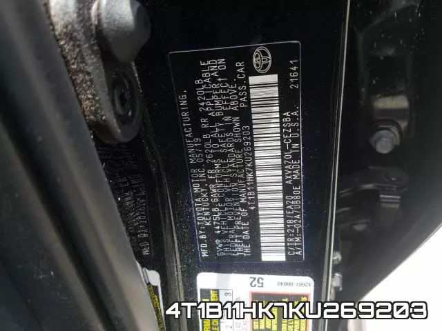 4T1B11HK7KU269203 фото 2