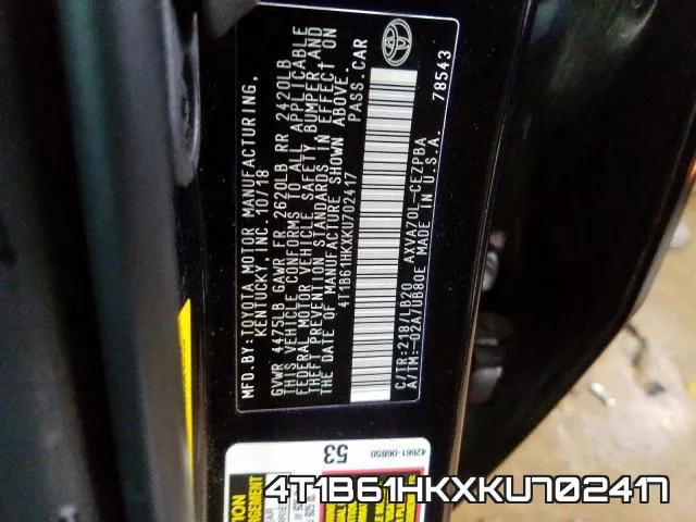4T1B61HKXKU702417 фото 2