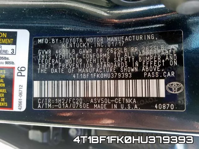 4T1BF1FK0HU379393 фото 2