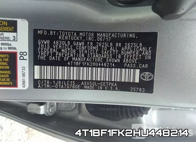 4T1BF1FK2HU448214 фото 10