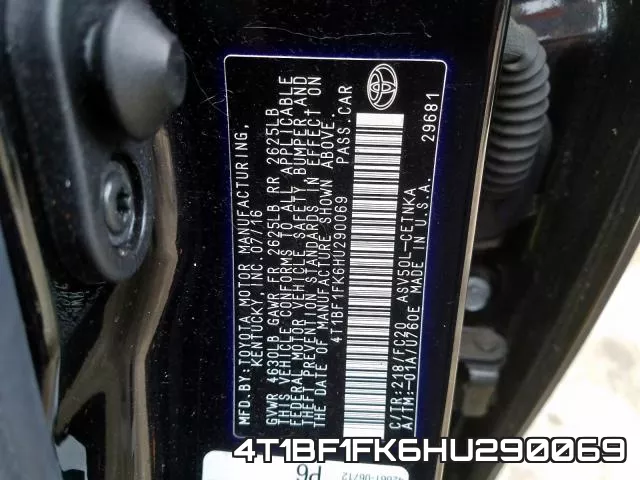 4T1BF1FK6HU290069 фото 2