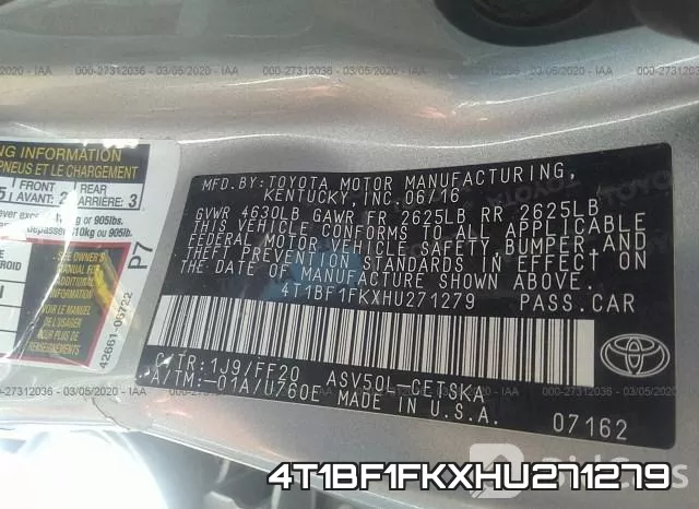 4T1BF1FKXHU271279 фото 10