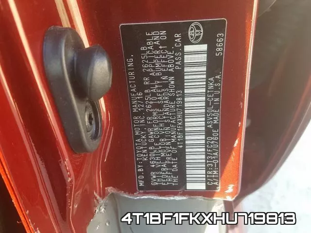 4T1BF1FKXHU719813 фото 2
