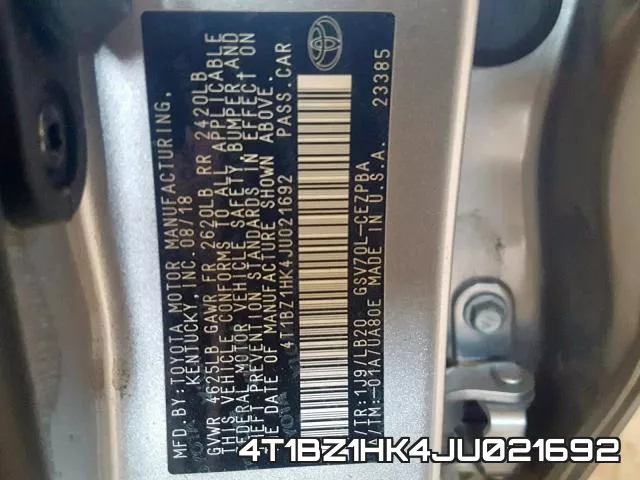 4T1BZ1HK4JU021692 фото 2