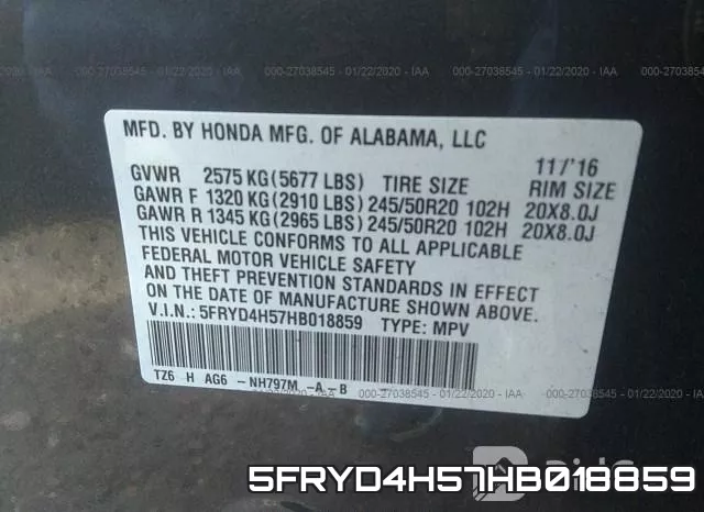 5FRYD4H57HB018859 фото 10