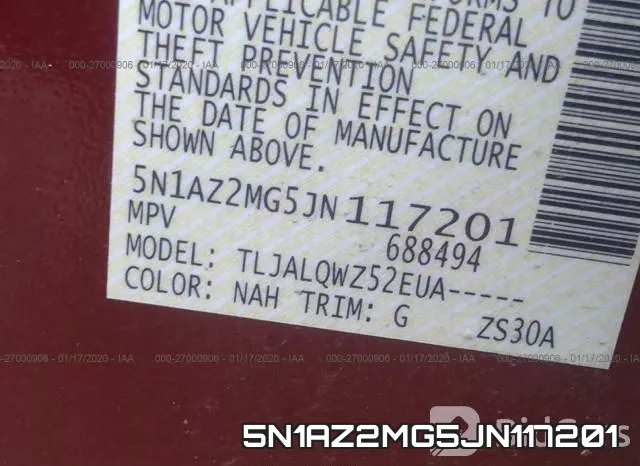 5N1AZ2MG5JN117201 фото 10