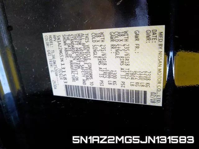 5N1AZ2MG5JN131583 фото 2