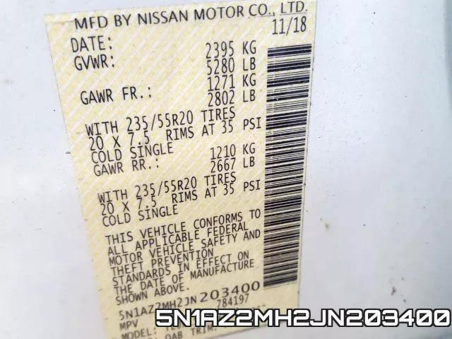 5N1AZ2MH2JN203400 фото 2