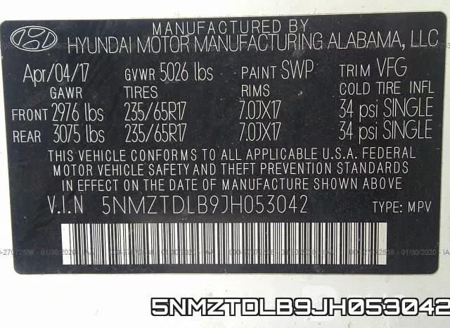 5NMZTDLB9JH053042 фото 10