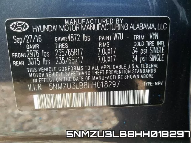 5NMZU3LB8HH018297 фото 2