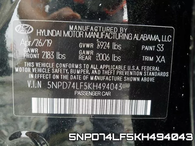 5NPD74LF5KH494043 фото 2