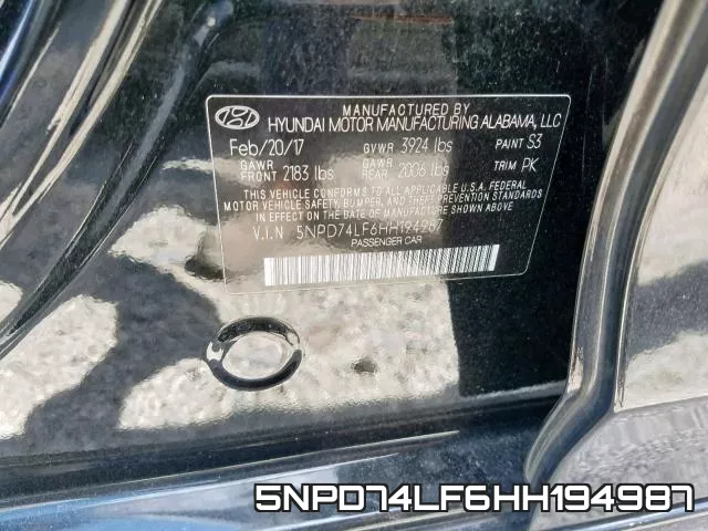 5NPD74LF6HH194987 фото 2