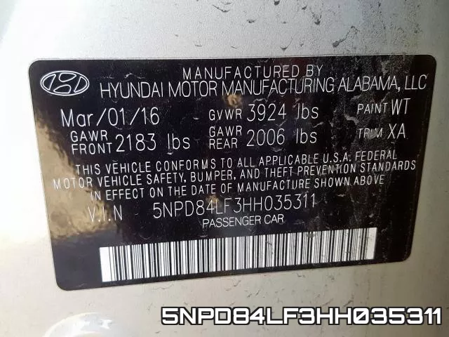 5NPD84LF3HH035311 фото 2