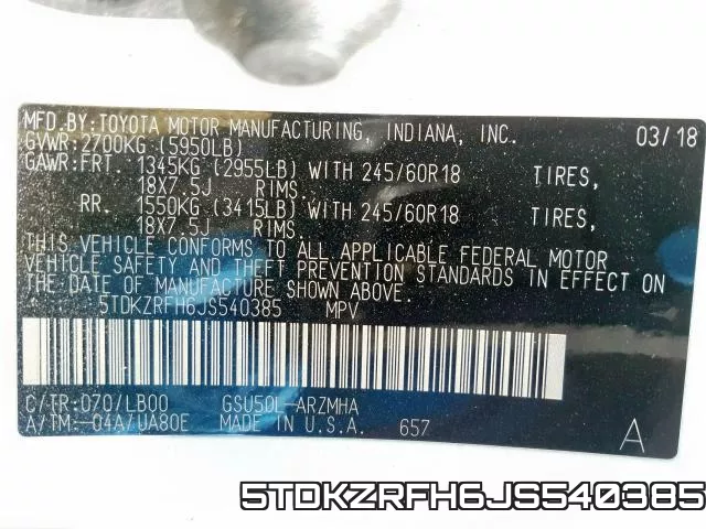5TDKZRFH6JS540385 фото 2