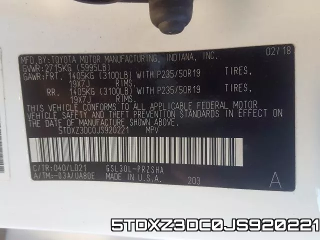 5TDXZ3DC0JS920221 фото 2