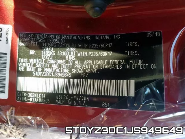 5TDYZ3DC1JS949649 фото 2