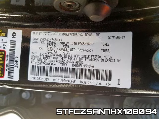 5TFCZ5AN7HX108094 фото 2