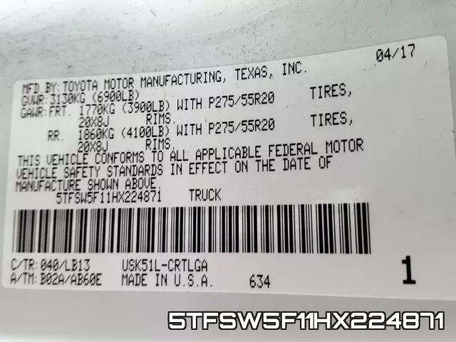5TFSW5F11HX224871 фото 2