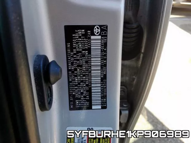 5YFBURHE1KP906989 фото 2
