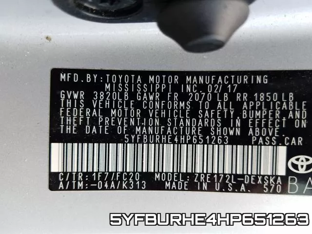 5YFBURHE4HP651263 фото 2