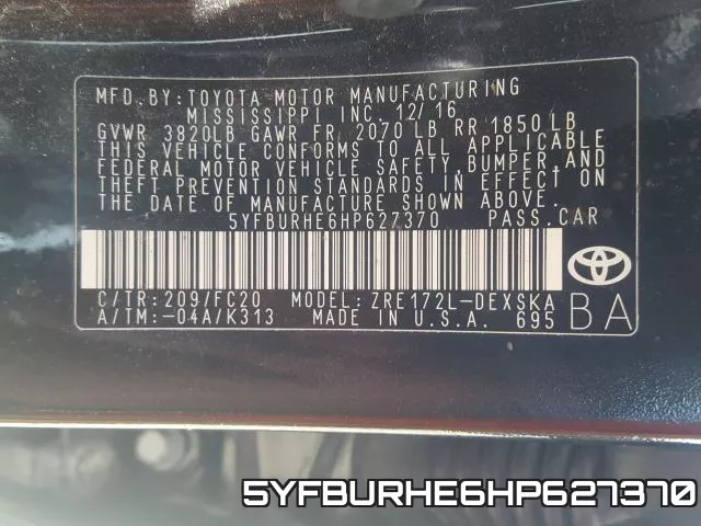 5YFBURHE6HP627370 фото 2