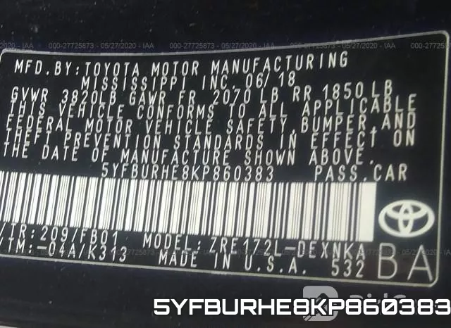 5YFBURHE8KP860383 фото 10