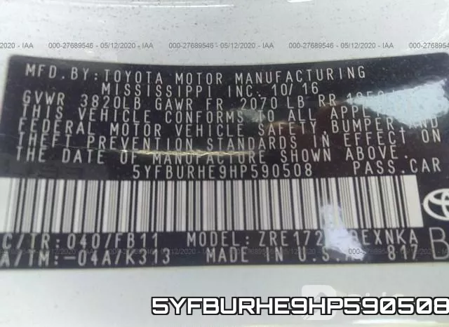 5YFBURHE9HP590508 фото 10