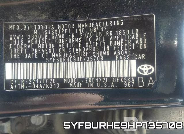 5YFBURHE9HP735708 фото 10