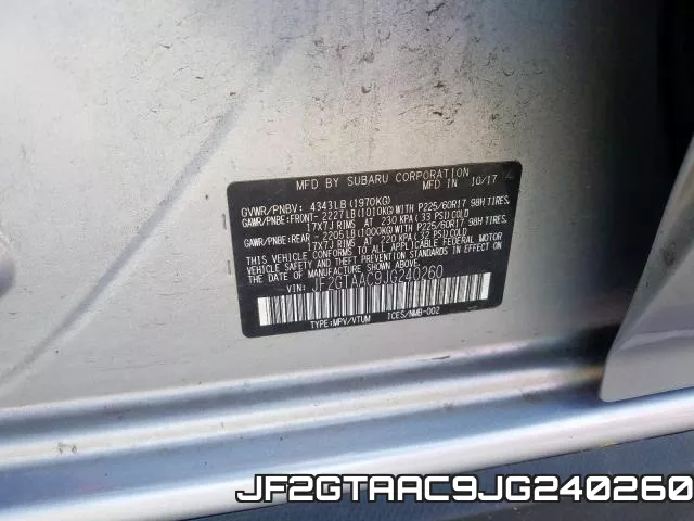 JF2GTAAC9JG240260 фото 2
