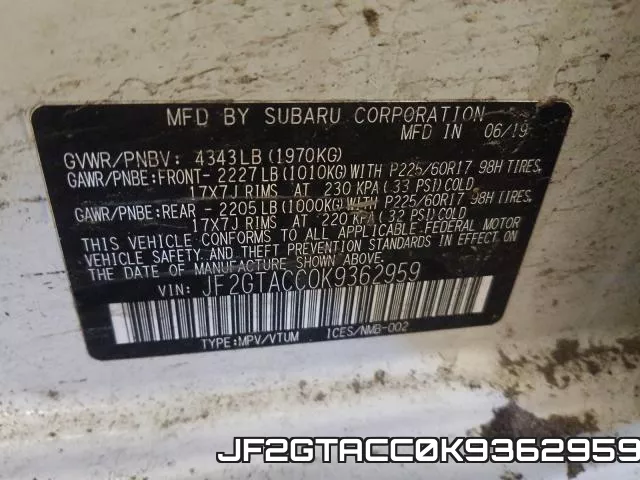 JF2GTACC0K9362959 фото 2