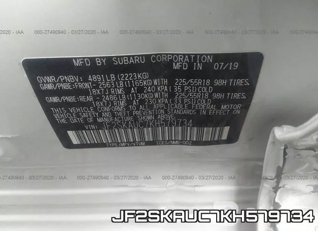 JF2SKAUC7KH579734 фото 10