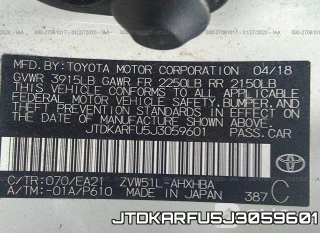 JTDKARFU5J3059601 фото 10