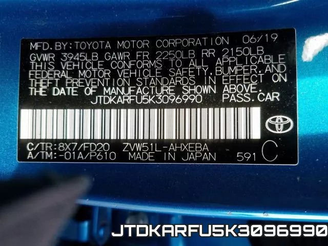 JTDKARFU5K3096990 фото 2