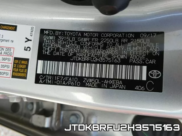 JTDKBRFU2H3575163 фото 2