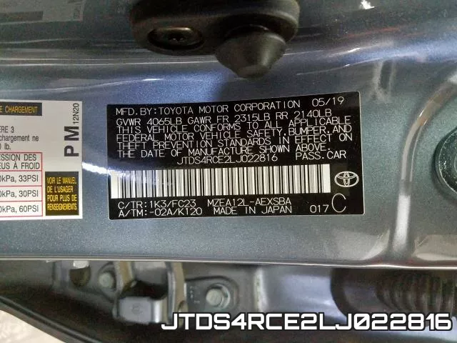 JTDS4RCE2LJ022816 фото 2