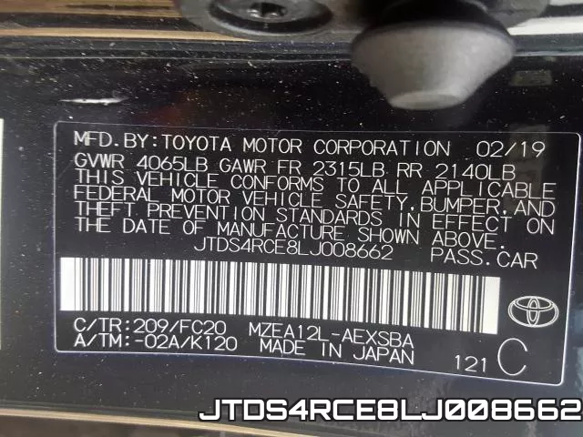 JTDS4RCE8LJ008662 фото 2
