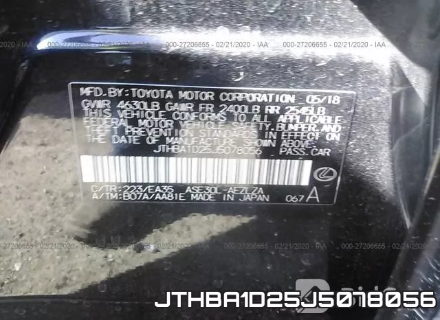 JTHBA1D25J5078056 фото 10